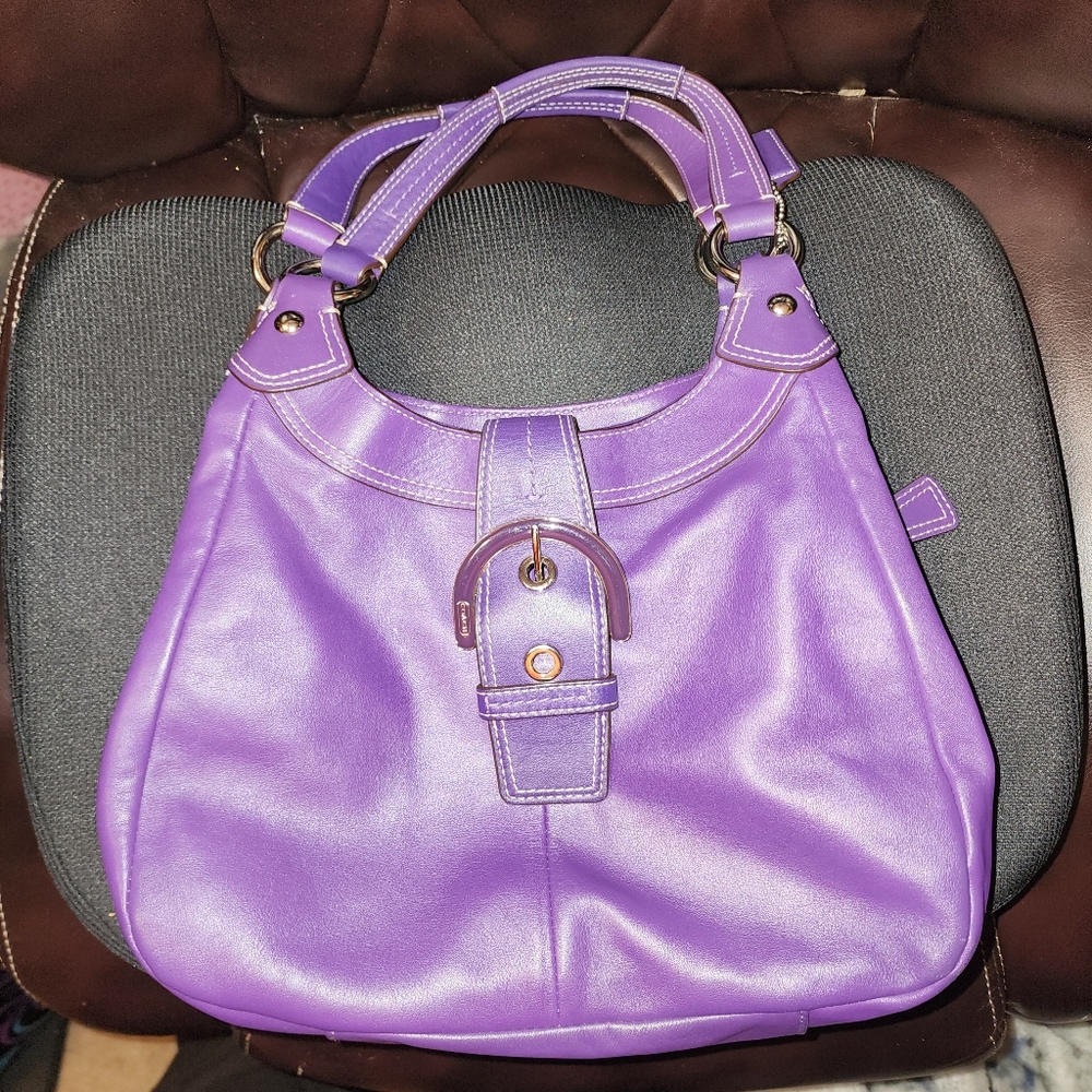Purple Coach Shoulder Bag - 3 compartments